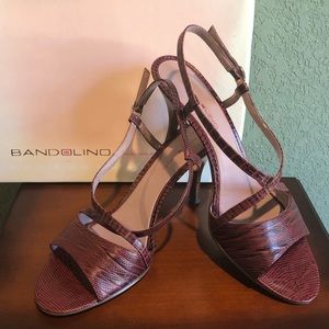 Bandolino faux snake skin strapy dark red heels